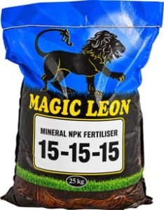 Magic Leon 15-15-15 Kimyasal Granül Gübre ürün ambalajı